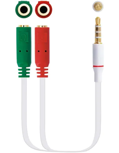 Nanocable Cable Adaptador Audio Jack 3.5 de 4 Pines a 2x Jack 3.5 de 3 Pines Macho/Hembra