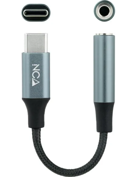 Nanocable 10.24.1204  Cable Adaptador Audio USB-C/Macho a Jack 3.5/Hembra 11 cm Negro/Gris