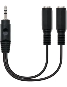 Nanocable 10.24.1200 Cable Audio Estéreo Jack 3.5mm Macho a 2x Jack 3.5mm Hembra 15cm Negro-CABL26178