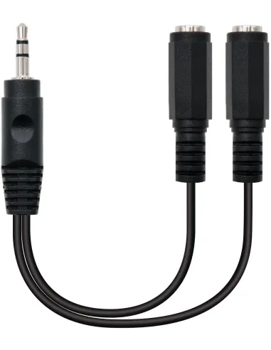 Nanocable 10.24.1200 Cable Audio Estéreo Jack 3.5mm Macho a 2x Jack 3.5mm Hembra 15cm Negro