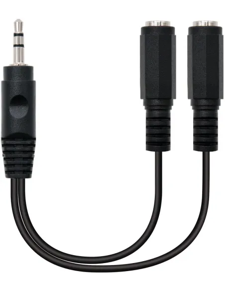 Nanocable 10.24.1200 Cable Audio Estéreo Jack 3.5mm Macho a 2x Jack 3.5mm Hembra 15cm Negro
