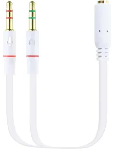 Nanocable 10.24.1203 Cable Audio Jack 3.5 a 2x Jack 3.5 Macho/Hembra 20cm Blanco-AISCCI0486