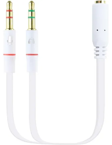 Nanocable 10.24.1203 Cable Audio Jack 3.5 a 2x Jack 3.5 Macho/Hembra 20cm Blanco