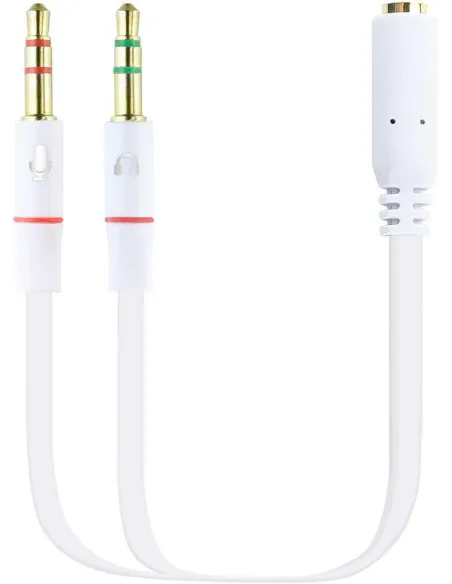 Nanocable 10.24.1203 Cable Audio Jack 3.5 a 2x Jack 3.5 Macho/Hembra 20cm Blanco