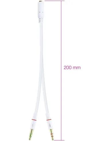 Nanocable 10.24.1203 Cable Audio Jack 3.5 a 2x Jack 3.5 Macho/Hembra 20cm Blanco