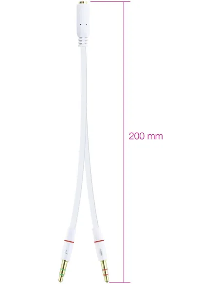 Nanocable 10.24.1203 Cable Audio Jack 3.5 a 2x Jack 3.5 Macho/Hembra 20cm Blanco