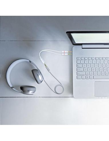 Nanocable 10.24.1203 Cable Audio Jack 3.5 a 2x Jack 3.5 Macho/Hembra 20cm Blanco