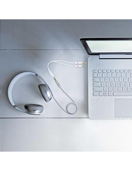 Nanocable 10.24.1203 Cable Audio Jack 3.5 a 2x Jack 3.5 Macho/Hembra 20cm Blanco