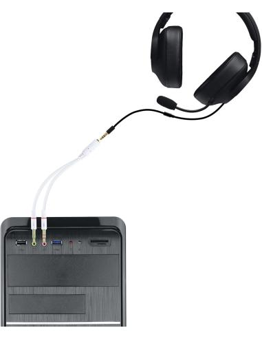 Nanocable 10.24.1203 Cable Audio Jack 3.5 a 2x Jack 3.5 Macho/Hembra 20cm Blanco