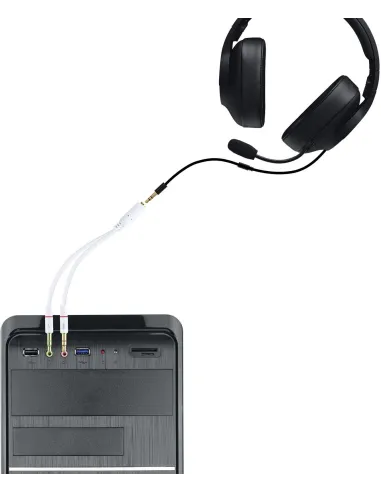 Nanocable 10.24.1203 Cable Audio Jack 3.5 a 2x Jack 3.5 Macho/Hembra 20cm Blanco