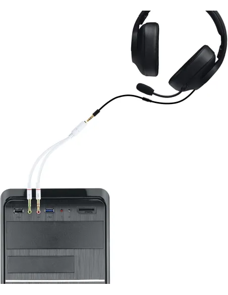 Nanocable 10.24.1203 Cable Audio Jack 3.5 a 2x Jack 3.5 Macho/Hembra 20cm Blanco
