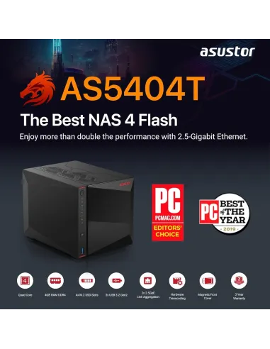 Asustor AS5404T Servidor de Almacenamiento NAS Ethernet Negro