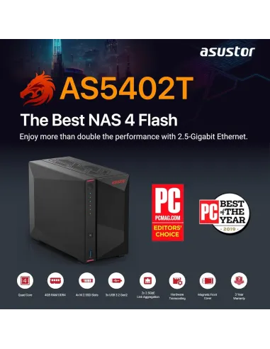 Asustor AS5402T Servidor de Almacenamiento NAS Ethernet Negro