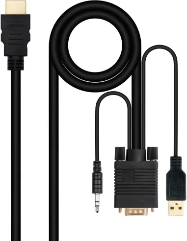 Nanocable 10.15.4350 Cable Conversor HDMI a VGA/Audio/USB A 1.8M Negro