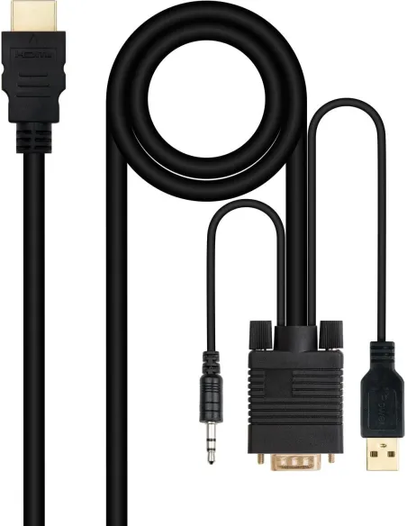 Nanocable 10.15.4350 Cable Conversor HDMI a VGA/Audio/USB A 1.8M Negro