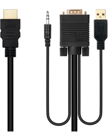Nanocable 10.15.4350 Cable Conversor HDMI a VGA/Audio/USB A 1.8M Negro