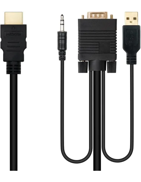Nanocable 10.15.4350 Cable Conversor HDMI a VGA/Audio/USB A 1.8M Negro