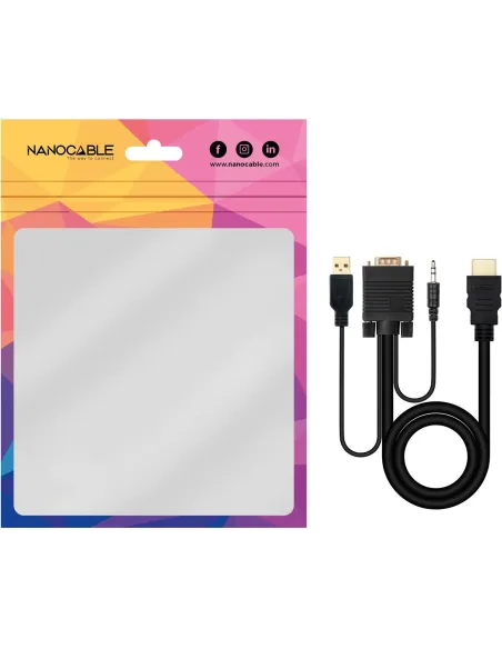 Nanocable 10.15.4350 Cable Conversor HDMI a VGA/Audio/USB A 1.8M Negro