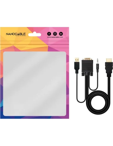 Nanocable 10.15.4350 Cable Conversor HDMI a VGA/Audio/USB A 1.8M Negro