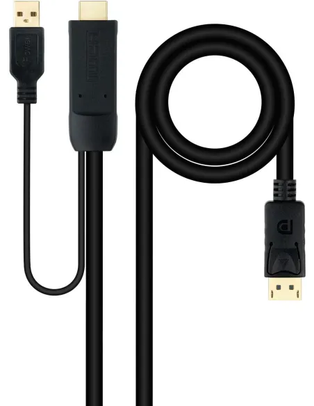 Nanocable 10.15.4352 Cable Conversor HDMI a DisplayPort Macho/Macho 1.8M Negro