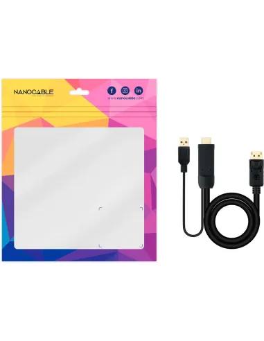 Nanocable 10.15.4352 Cable Conversor HDMI a DisplayPort Macho/Macho 1.8M Negro