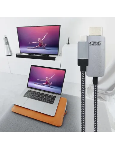 Nanocable 10.15.5102 Cable Conversor USB-C a HDMI Macho/Macho 1.8m Negro