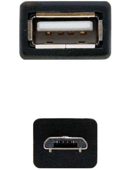 Nanocable 10.01.3500 Cable OTG USB 2.0 Micro USB-B a USB-A Macho/Hembra 15cm Negro