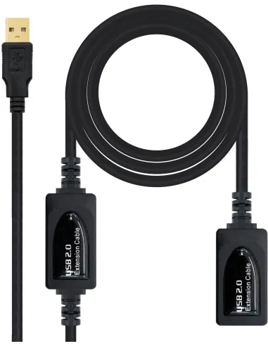 Nanocable 10.01.0212 Cable Prolongador USB-A 2.0 Macho/Hembra 10M Negro