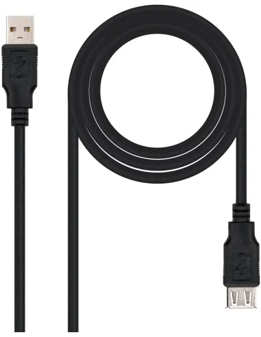 Nanocable 10.01.0202-BK Cable Prolongador USB-A 2.0 Macho/Hembra 1M Negro