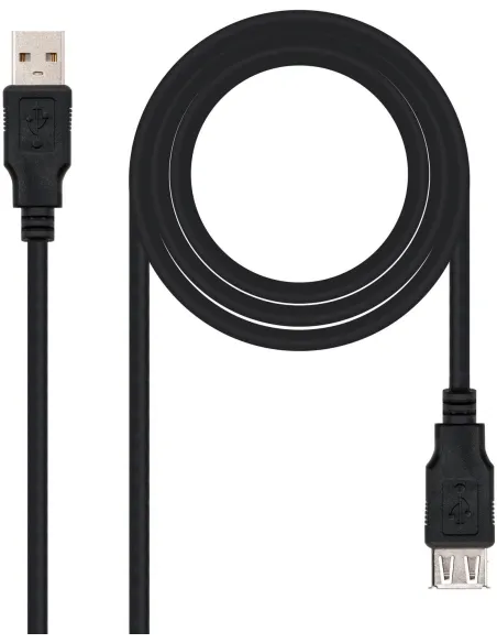 Nanocable 10.01.0202-BK Cable Prolongador USB-A 2.0 Macho/Hembra 1M Negro
