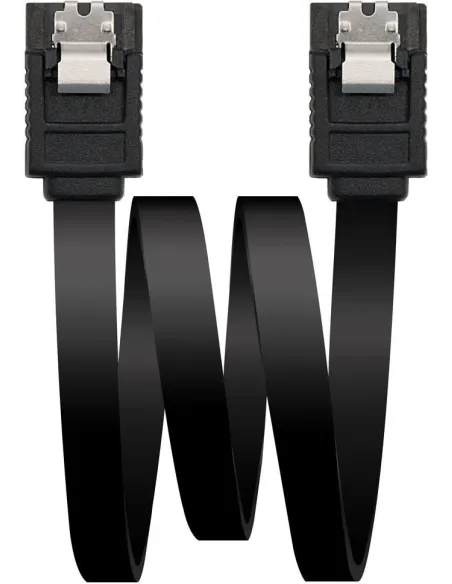 Nanocable 10.18.1001-BK Cable SATA III Datos 6G con Anclajes 50cm Negro