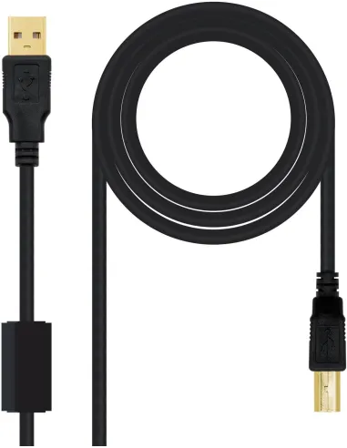 Nanocable 10.01.1203 Cable USB 2.0 USB-A a USB-B Macho/Macho Blindaje en Oro 3M Negro