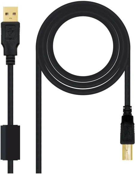 Nanocable 10.01.1203 Cable USB 2.0 USB-A a USB-B Macho/Macho Blindaje en Oro 3M Negro