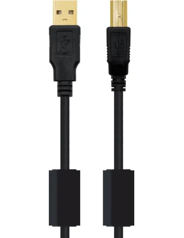 Nanocable 10.01.1203 Cable USB 2.0 USB-A a USB-B Macho/Macho Blindaje en Oro 3M Negro