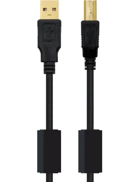 Nanocable 10.01.1203 Cable USB 2.0 USB-A a USB-B Macho/Macho Blindaje en Oro 3M Negro
