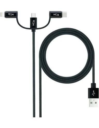 Nanocable 10.01.3200 Conversor de Imagen USB-A a USB-C/Micro USB/Lightning 1M Negro