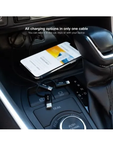 Nanocable 10.01.3200 Conversor de Imagen USB-A a USB-C/Micro USB/Lightning 1M Negro