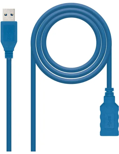 Nanocable 10.01.0901-BL Cable USB-A 3.0 a USB-A Macho/Hembra 1M Azul