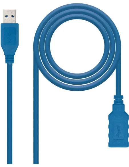 Nanocable 10.01.0901-BL Cable USB-A 3.0 a USB-A Macho/Hembra 1M Azul