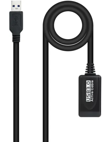 Nanocable 10.01.0311 Cable Prolongador Amplificado USB-A 3.0 Macho/Hembra 5M Negro