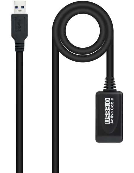Nanocable 10.01.0311 Cable Prolongador Amplificado USB-A 3.0 Macho/Hembra 5M Negro