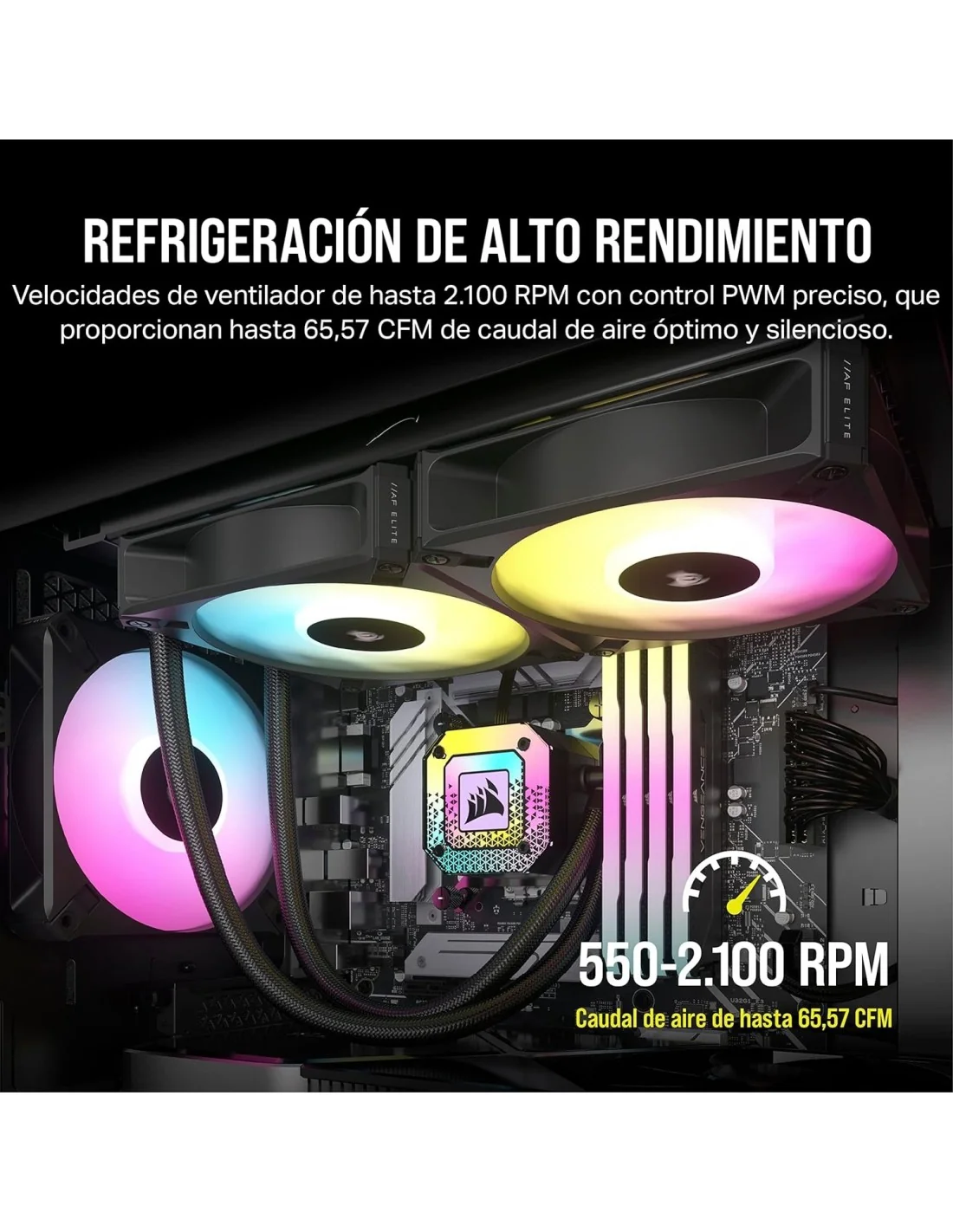 Corsair iCUE AF120 RGB ELITE Ventilador PWM de 120 mm Negro