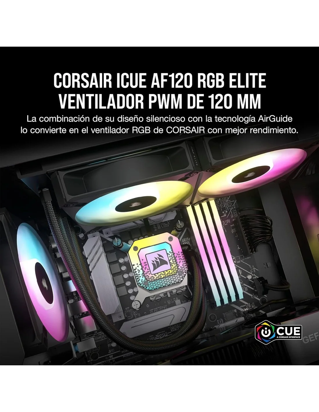 Corsair iCUE AF120 RGB ELITE Ventilador PWM de 120 mm Negro