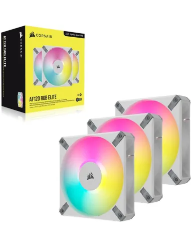 Corsair iCUE AF120 RGB ELITE Pack de 3 Ventiladores PWM 120 mm Blancos
