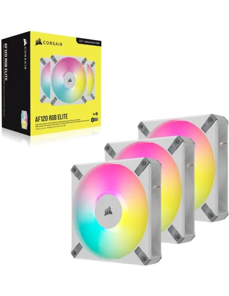 Corsair iCUE AF120 RGB ELITE Pack de 3 Ventiladores PWM 120 mm Blancos