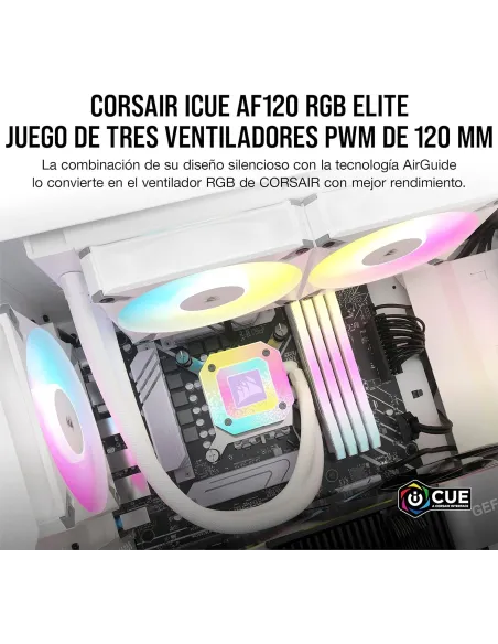 Corsair iCUE AF120 RGB ELITE Pack de 3 Ventiladores PWM 120 mm Blancos
