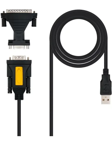 Nanocable 10.03.0002 Conversor de Imagen USB-A a DB9/DB25 Macho/Macho 1.8M Negro
