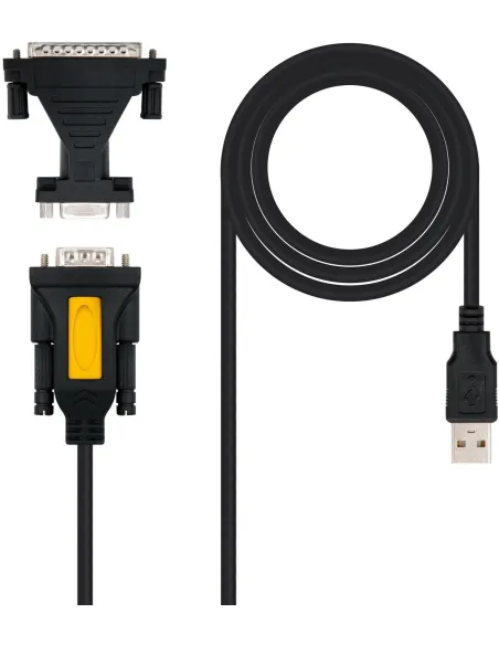 Nanocable 10.03.0002 Conversor de Imagen USB-A a DB9/DB25 Macho/Macho 1.8M Negro