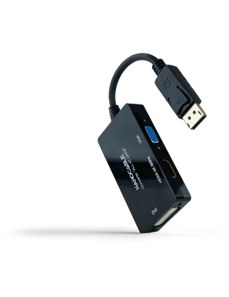 Nanocable 10.16.3301-ALL Conversor DisplayPort a HDMI 4K/DVI-D/VGA 20cm Negro