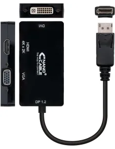 Nanocable 10.16.3301-BK Conversor DisplayPort a VGA/DVI/HDMI 15cm Negro-AISCCI0328
